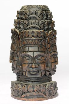 Wooden buddha at Angkor Thom,Cambodia on a white background