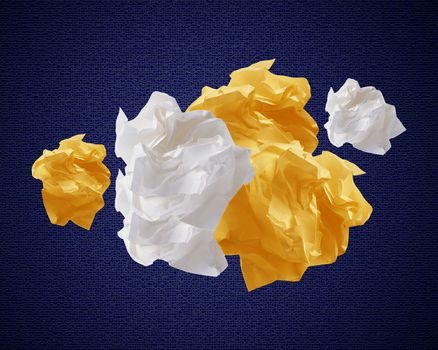 Crumpled colorful papers creating speech bubble.