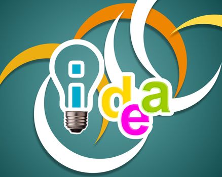 Idea word with lightbulb.