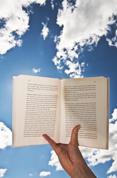 american book with blue sky background