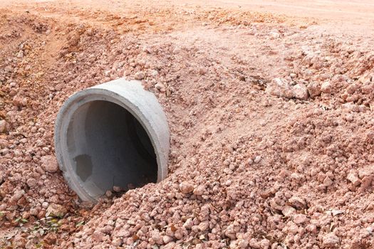 Concrete sewage pipes under construction site