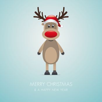 reindeer red nose and santa claus hat