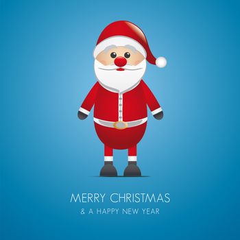 santa claus merry christmas type blue background