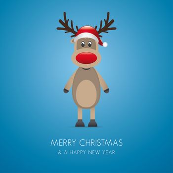 reindeer red nose and santa claus hat