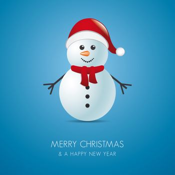 snowman with scarf and santa claus hat