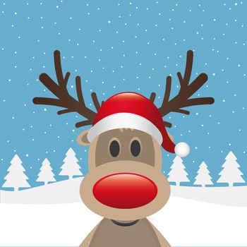 rudolph reindeer red nose santa claus hat