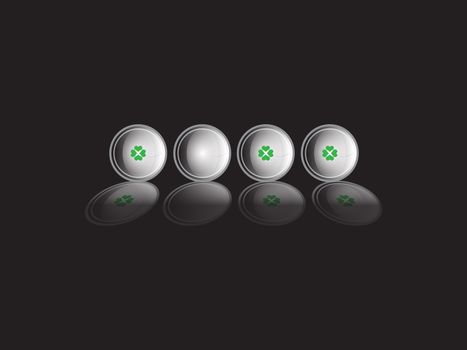 The buttons with green clovers