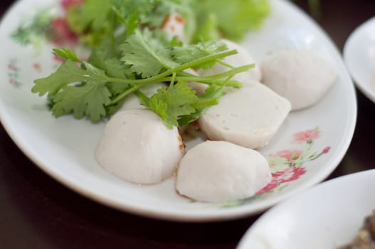 fish meat ball on dish