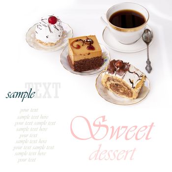 Sweet biscuit fresh dessert and morning black coffee