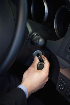 Car being turned on in a car dealership