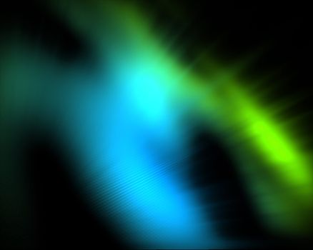 Black background with a blue and green  form