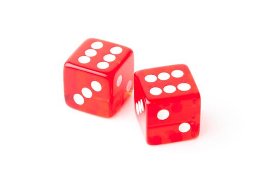 Two dices  against a white background