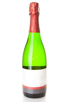 Bubbly bottle against a white background