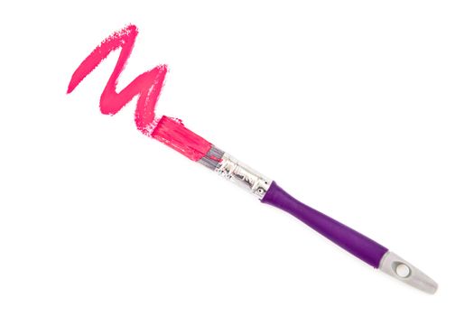 Pink zig zag of painting against a white background