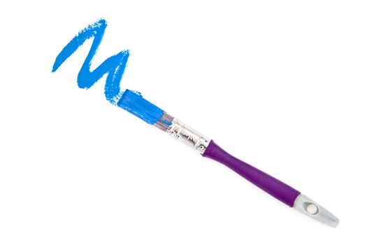 Blue zigzag of painting against a white background