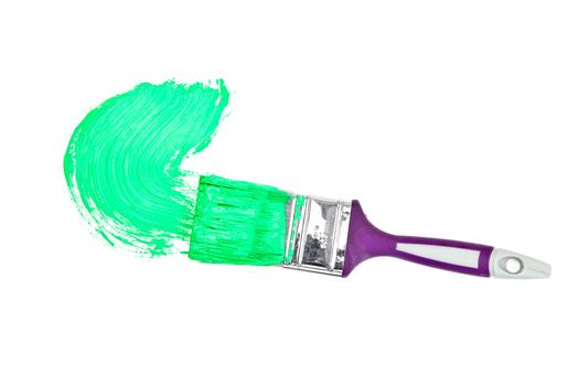 Green brush stroke forming a semicircle against a white background