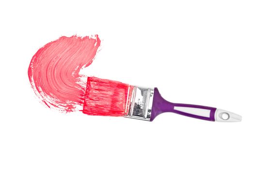 Magenta brush stroke forming a semicircle against a white background