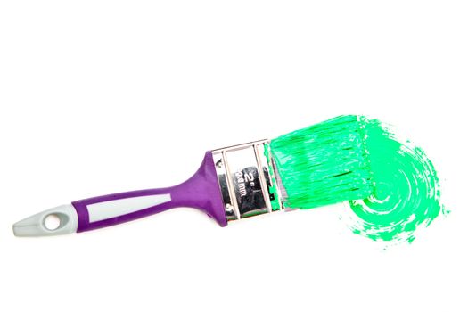 Green brush stroke forming a circle against a white background