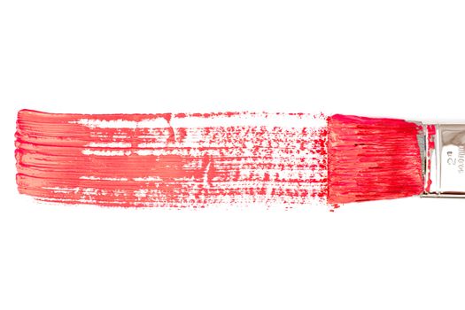 Red horizontal line of painting against a white background