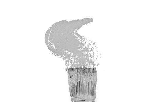 Grey brush stroke forming a zigzag against a white background