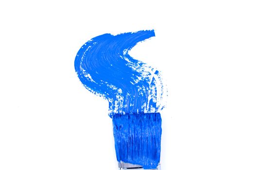 Blue brush stroke forming a zigzag against a white background