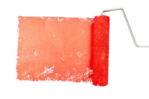 One red trace of painting against a white background