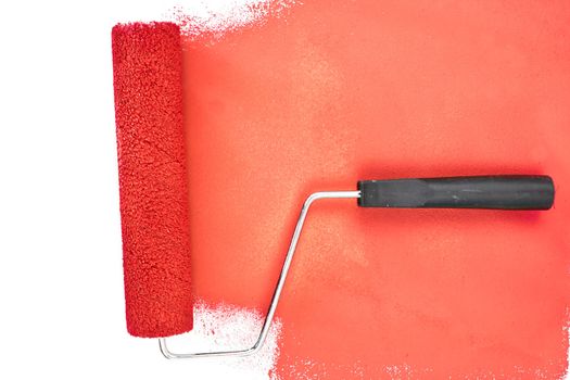 Horizontal red brush stroke against a white background