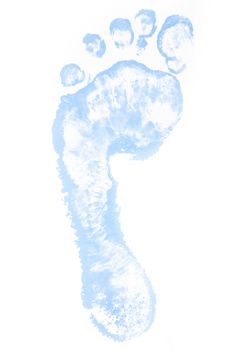 One blue footprint against a white background