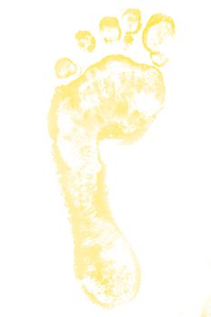 One yellow footprint against a white background