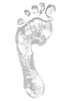 One grey footprint against a white background
