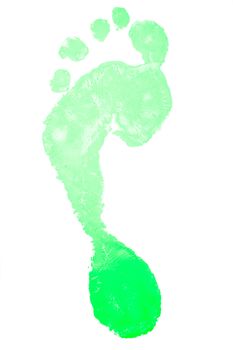 Footprint of a colour green against a white background