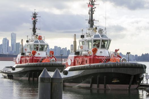 Tug Boats for Container Ships at Port of Vancouver BC Harbor