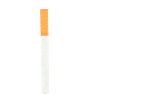 Close up of a pernicious cigarette against a white background