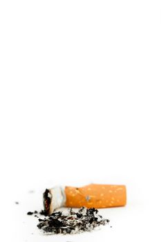 Cigarette put out against a white background