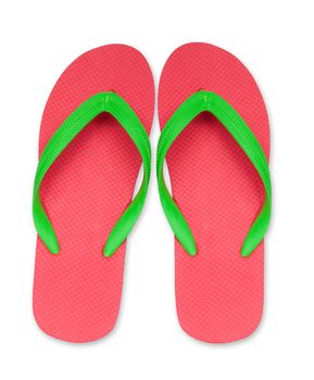 red and green flip flop sandals isolated