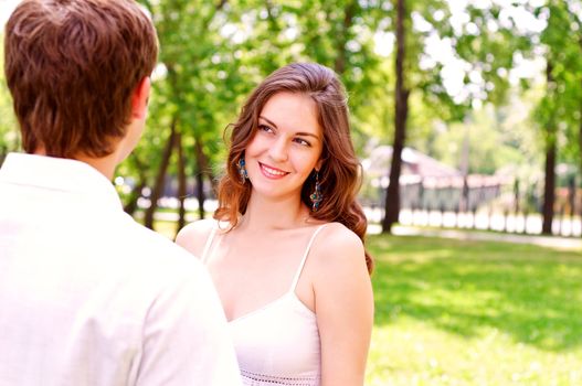 couple in the park portrait of a woman