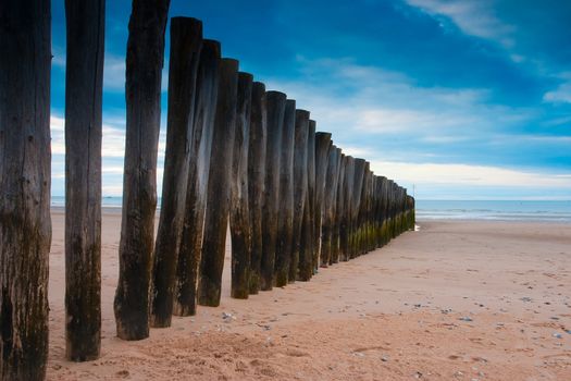 Breakwater on the beach in Calais