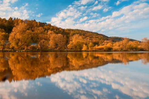 Autumn reflection on the pond in Czech Republic