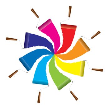 Modern paint roller icon with rainbow of colors
