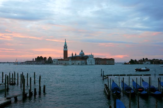 Venice in the early morning with San Giorgio Maggiore before dawn.