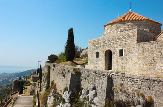 View in a bright sunny day from fortress Klis near Split in Croatia.