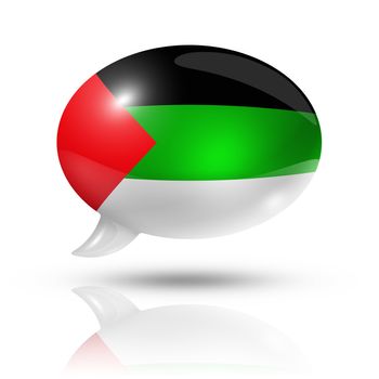 three dimensional Arabic language flag in a speech bubble isolated on white with clipping path