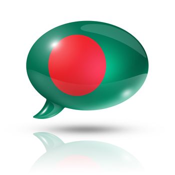 three dimensional Bangladesh flag in a speech bubble isolated on white with clipping path