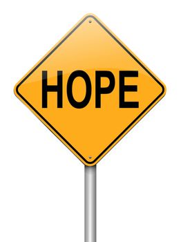 Illustration depicting a roadsign with a hope concept. White background.