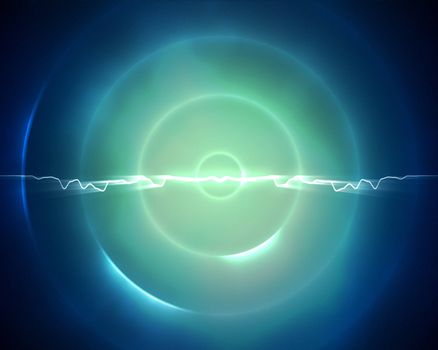 Background of blue and light green circle with a lightning in the middle
