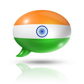 three dimensional India flag in a speech bubble isolated on white with clipping path