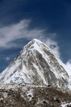 High mountains in cloud. Nepal. Everest. Mountains.