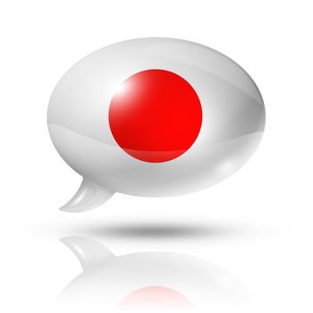 three dimensional Japan flag in a speech bubble isolated on white with clipping path