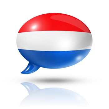 three dimensional Netherlands flag in a speech bubble isolated on white with clipping path