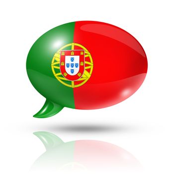 three dimensional Portugal flag in a speech bubble isolated on white with clipping path